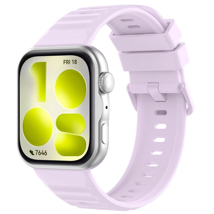 Wave Texture Coloured Buckle Solid Color Silicone Watch Band, For Huawei Watch Fit 5 / Fit 5 Pro