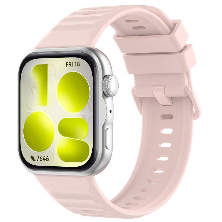 Wave Texture Coloured Buckle Solid Color Silicone Watch Band, For Huawei Watch Fit 5 / Fit 5 Pro