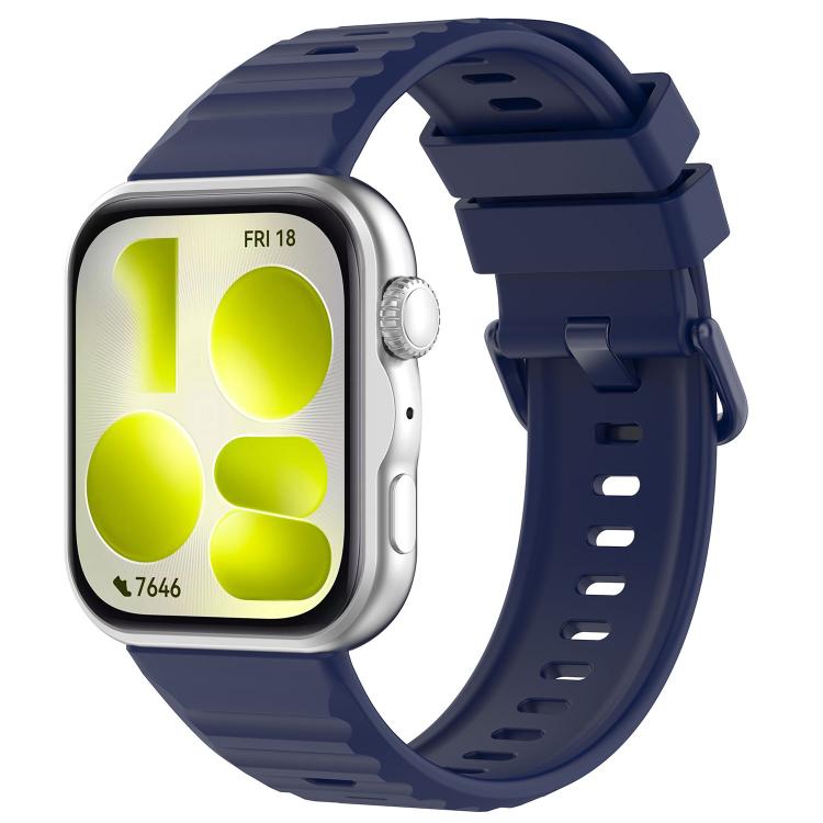 Wave Texture Coloured Buckle Solid Color Silicone Watch Band, For Huawei Watch Fit 5 / Fit 5 Pro