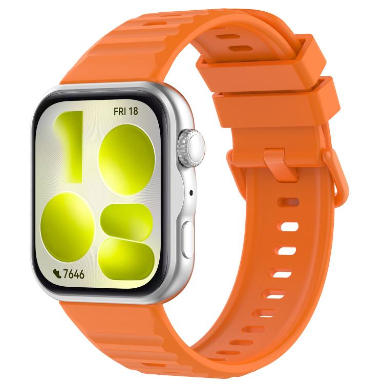 Wave Texture Coloured Buckle Solid Color Silicone Watch Band, For Huawei Watch Fit 5 / Fit 5 Pro