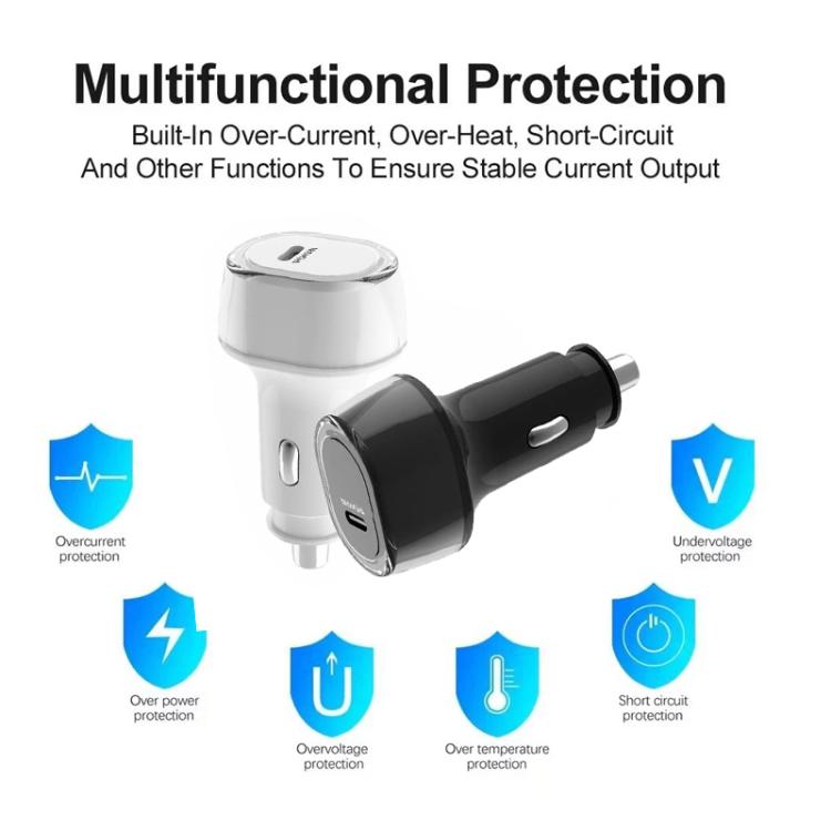 P01 PD45W Type-C / USB-C Buck Boost Car Charger, without Cable