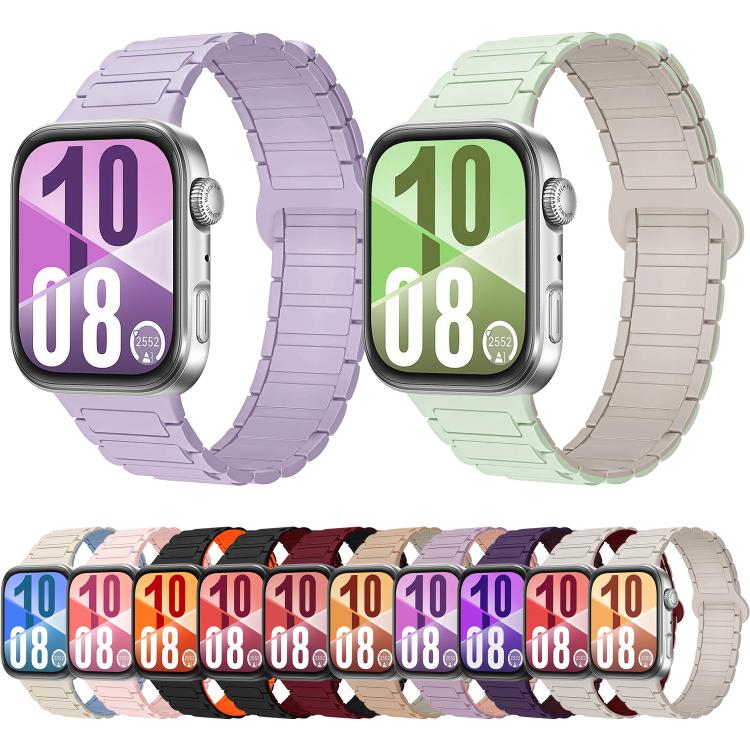 Assorted silicone watch band colors shown on smartwatches