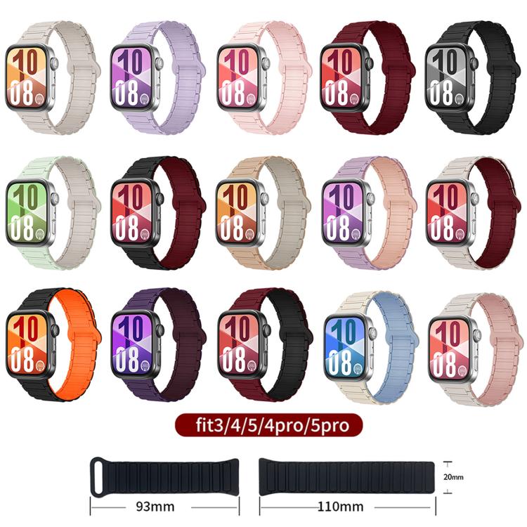 Silicone watch bands in assorted colors with strap length measurements