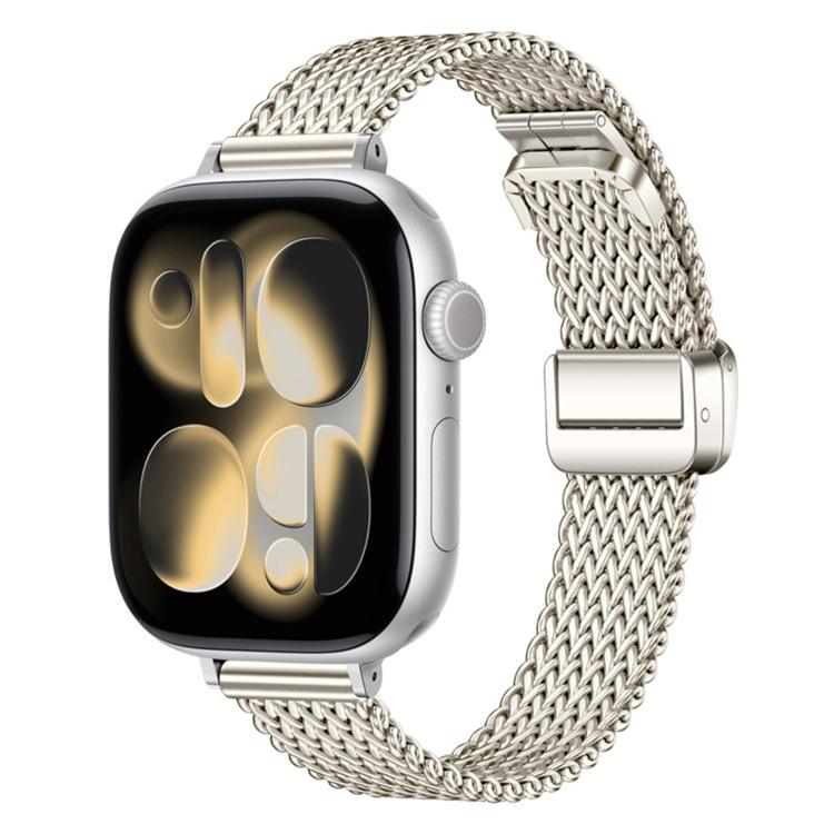 Starlight mesh stainless steel watch band with magnetic clasp on a smartwatch