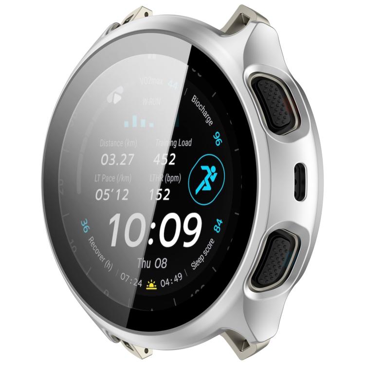 Silver integrated screen protector case fitted on an Amazfit Cheetah 2 Pro watch