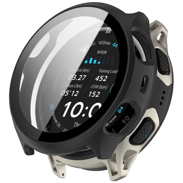 Matte black integrated screen protector case fitted on an Amazfit Cheetah 2 Pro watch