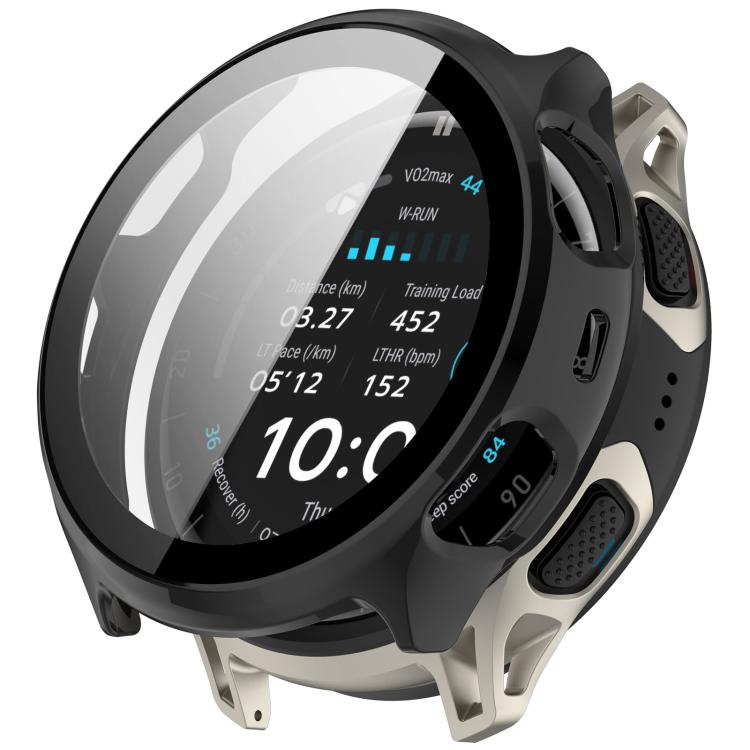 Black integrated screen protector case fitted on an Amazfit Cheetah 2 Pro watch