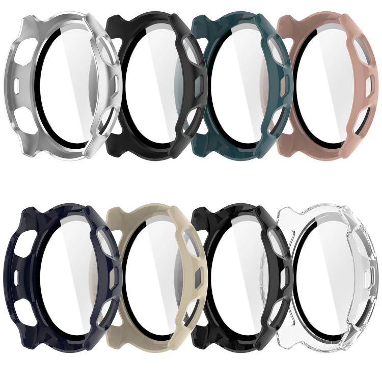Watch protective cases with integrated screen covers in eight colors, including silver, black, green and pink