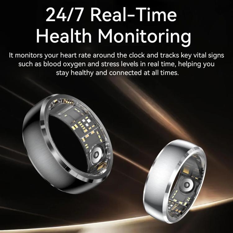 Black and silver smart rings with inner sensors, illustrating continuous health monitoring