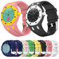Pink and yellow, and black and white silicone watch bands with stainless steel pin buckles.