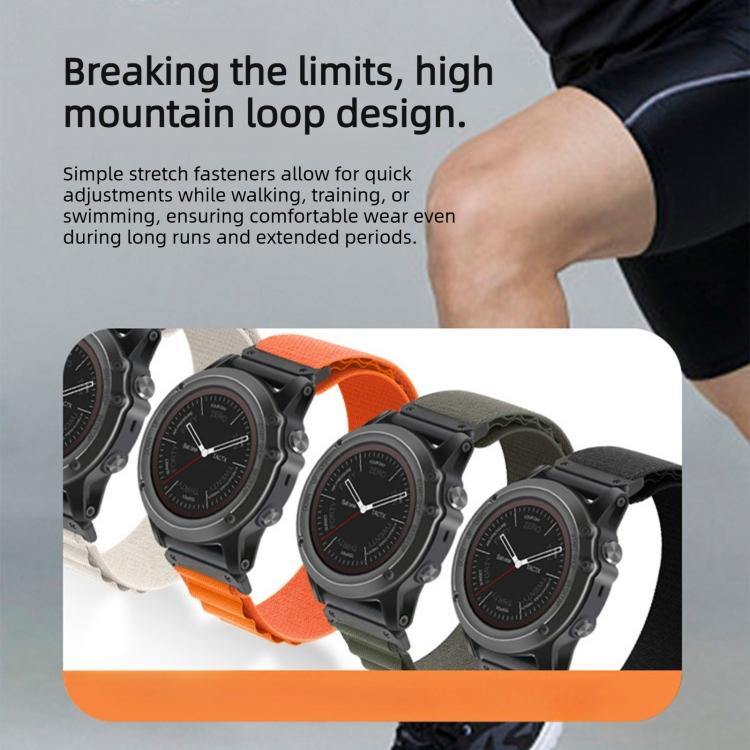 C Buckle Two-Section High Mountain Loop Nylon Watch Band, For Gamin 26mm, For Gamin 22mm, For Gamin 20mm