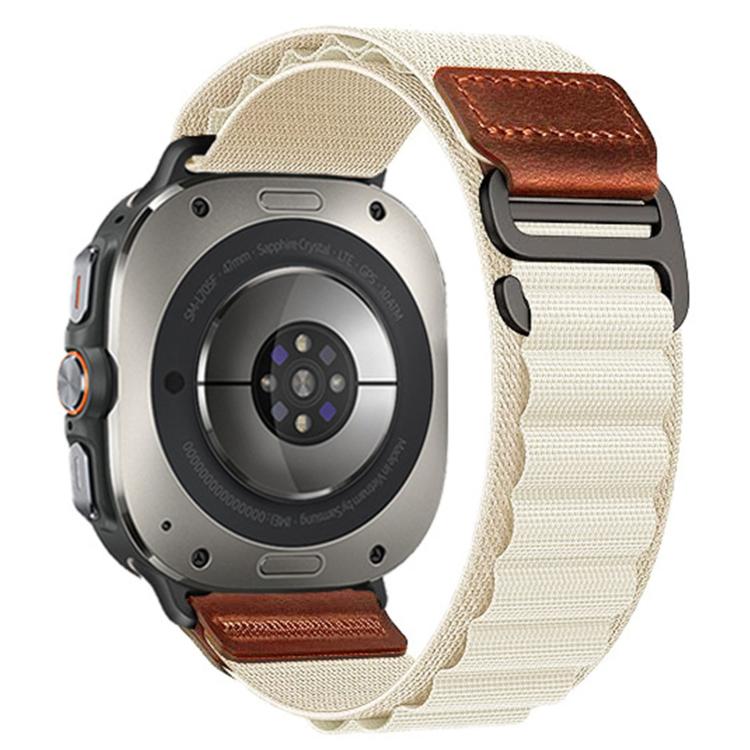 Retro Vegan Leather Label Alpine Nylon Loop Watch Band, For Galaxy Watch Ultra2 2026 / 2025 / 1 2024