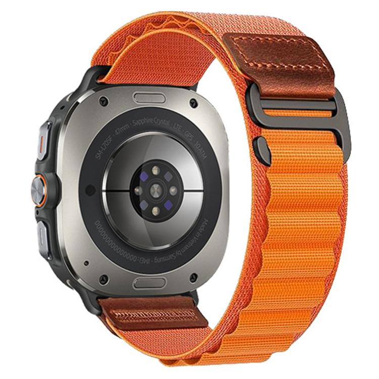 Retro Vegan Leather Label Alpine Nylon Loop Watch Band, For Galaxy Watch Ultra2 2026 / 2025 / 1 2024