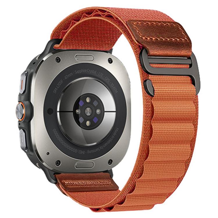 Retro Vegan Leather Label Alpine Nylon Loop Watch Band, For Galaxy Watch Ultra2 2026 / 2025 / 1 2024
