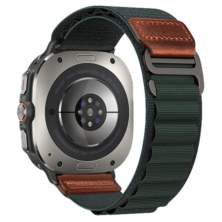 Retro Vegan Leather Label Alpine Nylon Loop Watch Band, For Galaxy Watch Ultra2 2026 / 2025 / 1 2024