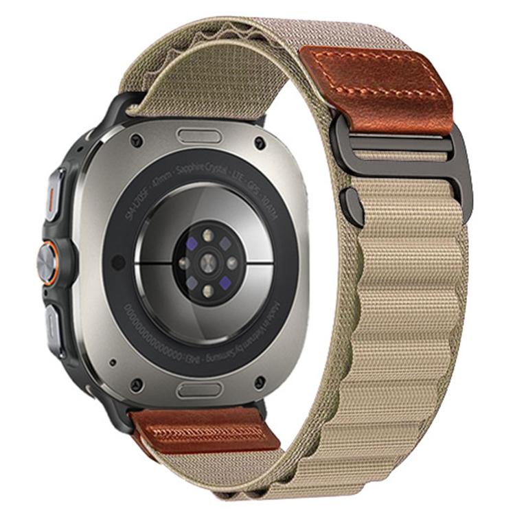Retro Vegan Leather Label Alpine Nylon Loop Watch Band, For Galaxy Watch Ultra2 2026 / 2025 / 1 2024