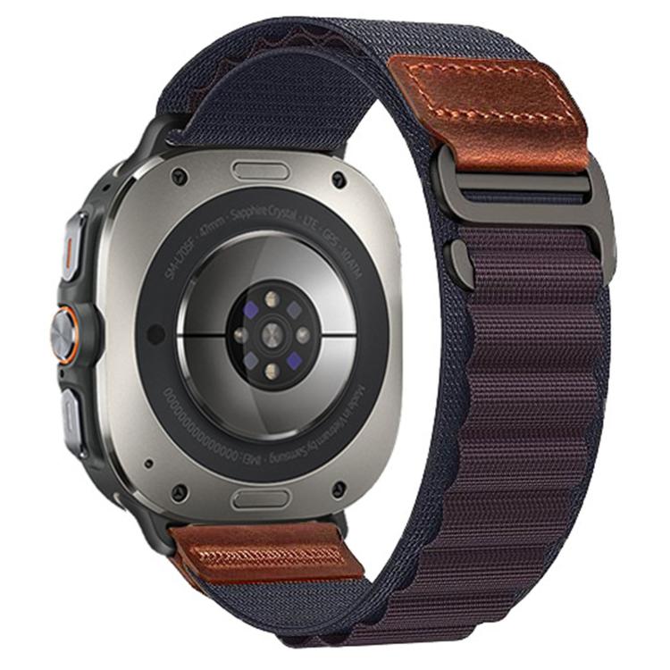Retro Vegan Leather Label Alpine Nylon Loop Watch Band, For Galaxy Watch Ultra2 2026 / 2025 / 1 2024