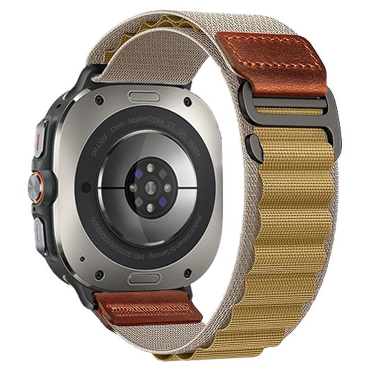 Retro Vegan Leather Label Alpine Nylon Loop Watch Band, For Galaxy Watch Ultra2 2026 / 2025 / 1 2024