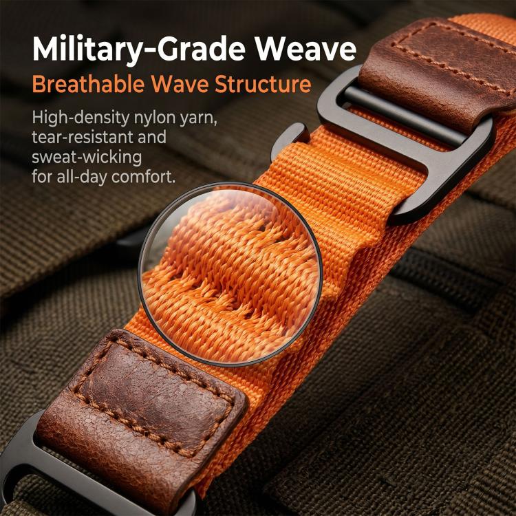 Retro Vegan Leather Label Alpine Nylon Loop Watch Band, For Galaxy Watch Ultra2 2026 / 2025 / 1 2024
