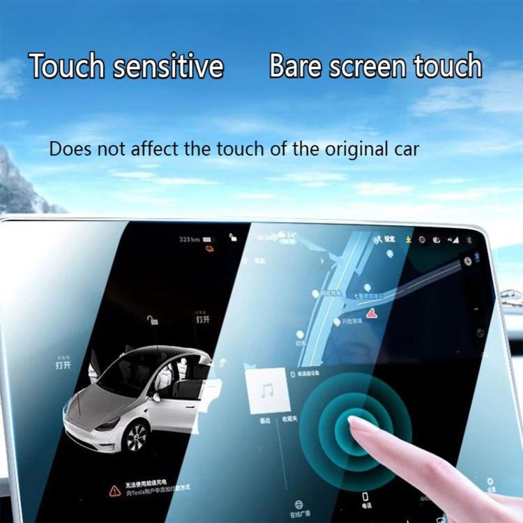 Touch-sensitive clear matte tempered glass film on car navigation screen display