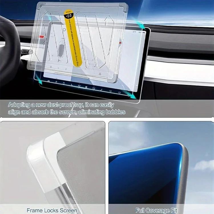 Car navigation screen protector glass with full-coverage fit over the dashboard display