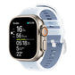 Clear silicone watch band with slate blue inner layer on a smartwatch