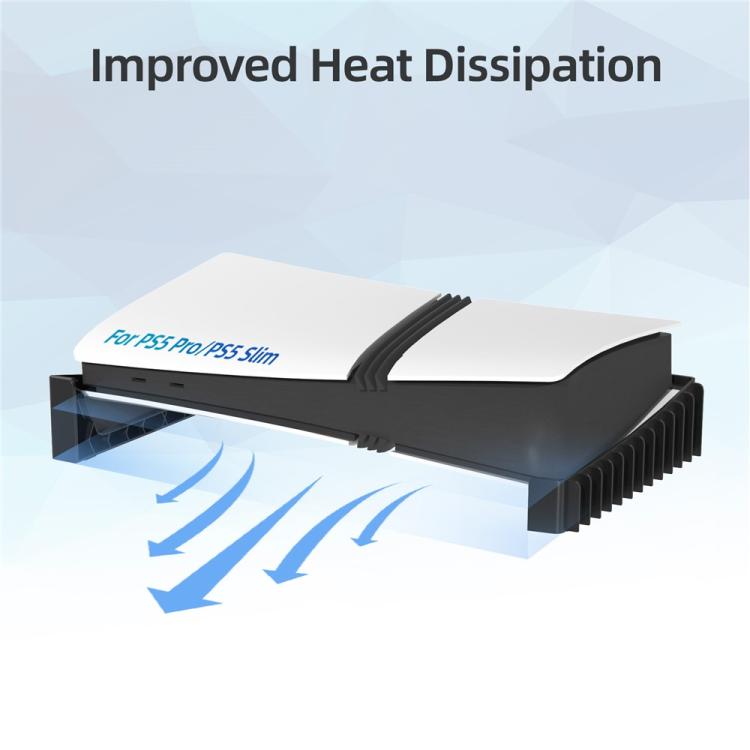 Black console cooling base with ribbed side fins for airflow
