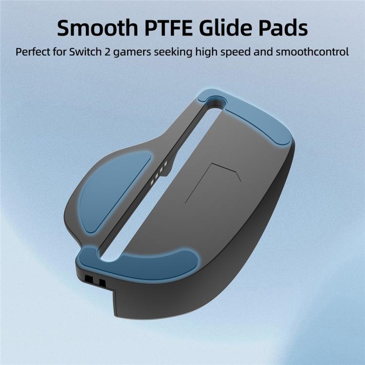 Black-and-blue gaming mouse grip with smooth PTFE glide pads