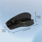 Black gaming mouse grip stand with LED indicator lights and side profile dimensions