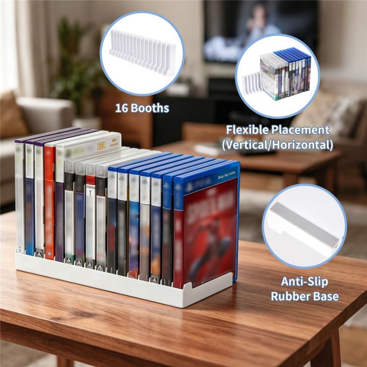 Universal disc holder with anti-slip rubber base and flexible vertical or horizontal slots