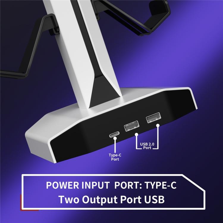 White base charging ports with USB Type-C and USB 2.0