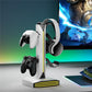 White controller and headphone stand with vertical RGB light bar