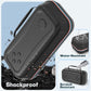 EVA hard-shell travel case, dark gray with textured finish and orange-trim side stripe