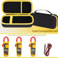 Hard clamp meter carrying case, yellow-edged black case with internal divider compartments.