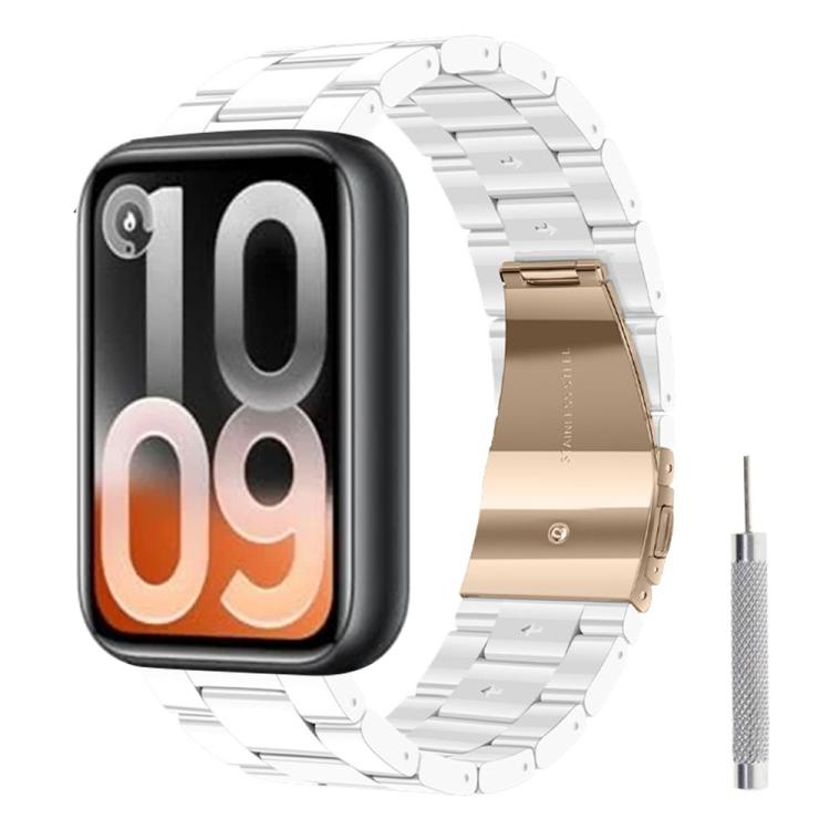 White resin watch band with rose gold butterfly clasp and adjustment tool