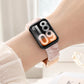 Pale pink resin watch band worn with a smartwatch