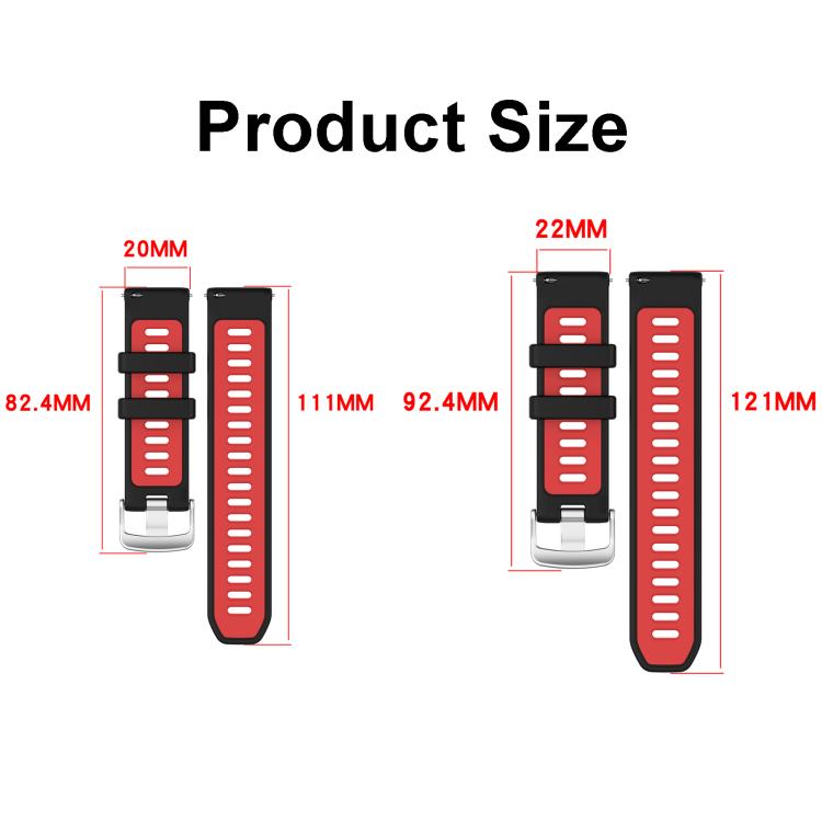 Two Color Silicone Sports Quick Release Watch Band, 22mm, 20mm
