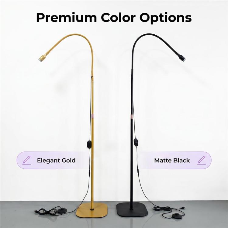 Matte black and elegant gold gooseneck UV curing floor lamps with cords