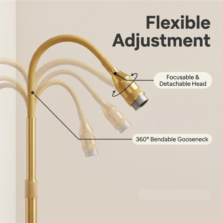 Gold UV LED curing lamp with bendable gooseneck and detachable head