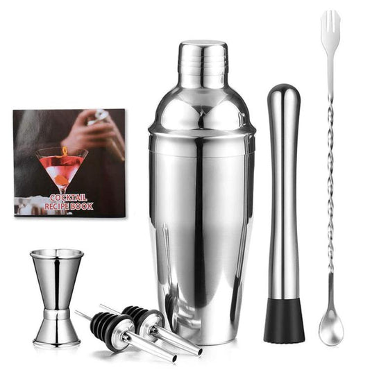 Stainless Steel Cocktail Set 750ml Shaker and Cocktail Tools, 7-Piece Set