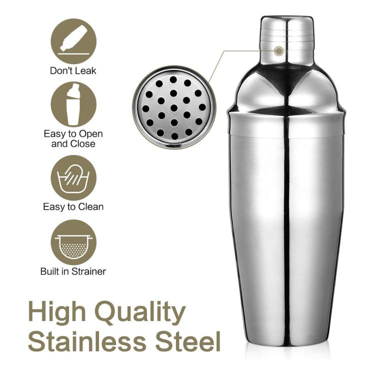 Stainless Steel Cocktail Set 750ml Shaker and Cocktail Tools, 7-Piece Set