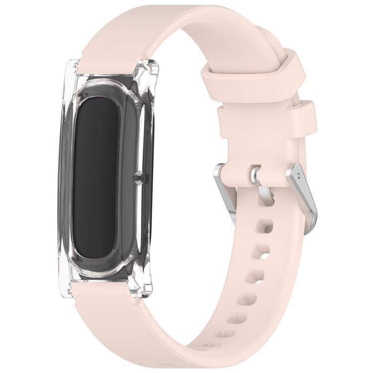 Spring Bar Style Clear Watch Case and Solid Color Silicone Watch Band, For Google Fitbit Air