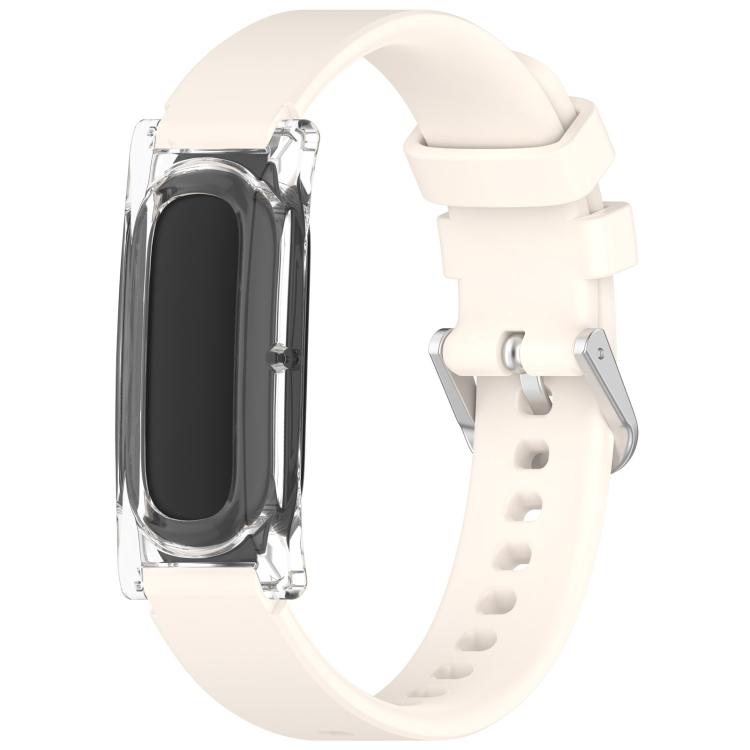 Spring Bar Style Clear Watch Case and Solid Color Silicone Watch Band, For Google Fitbit Air