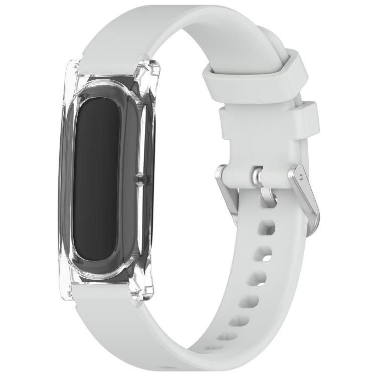 Spring Bar Style Clear Watch Case and Solid Color Silicone Watch Band, For Google Fitbit Air