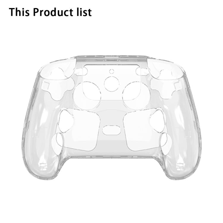 Clear transparent hard-shell controller case with molded openings and grip slots