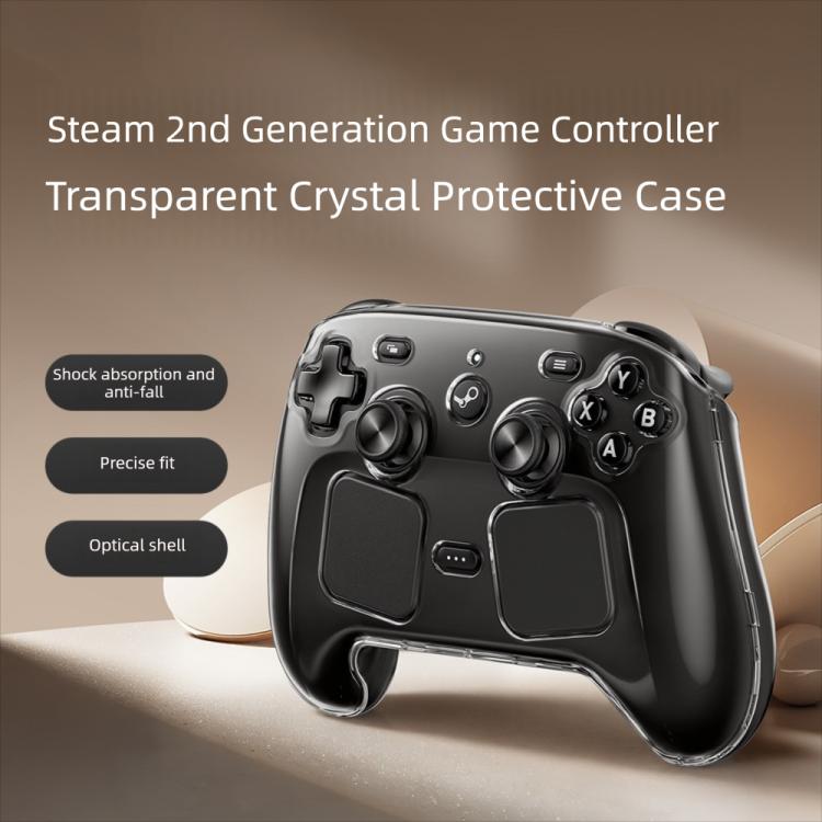 Transparent crystal protective case covering controller grips and face button area