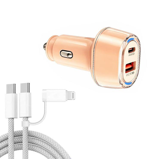 P78 55W PD3.0 + QC3.0 USB Car Charger with Type-C to 8 Pin / Type-C Data Cable, with Cable