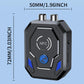 Compact black NFC Bluetooth audio transceiver with twin antenna plugs and blue button