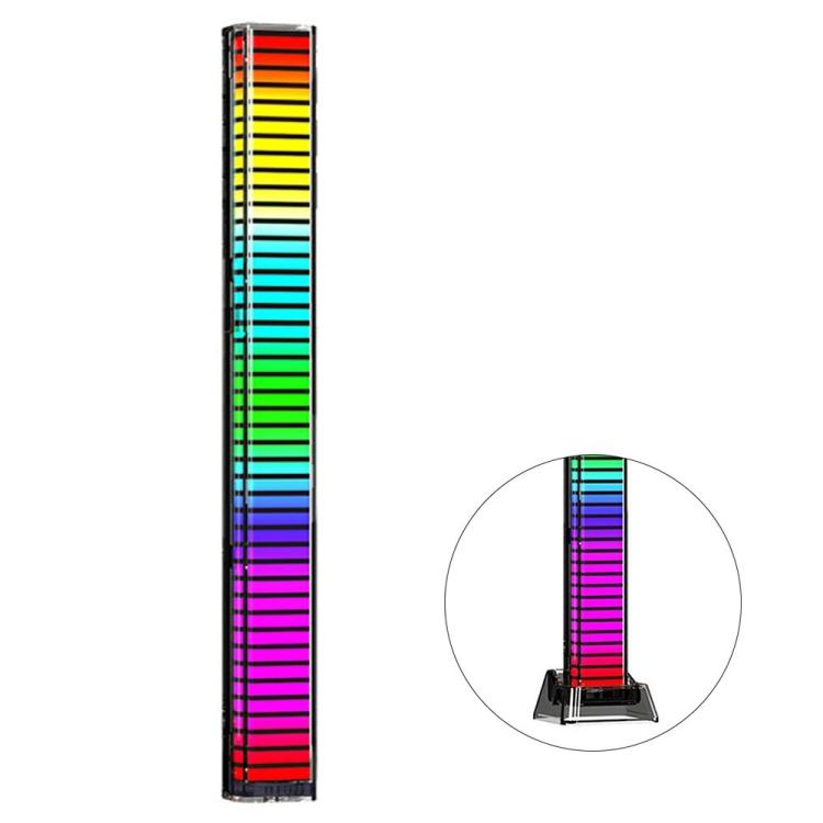 Rechargeable 4D RGB Bluetooth rhythm light bar with black base, side view with inset