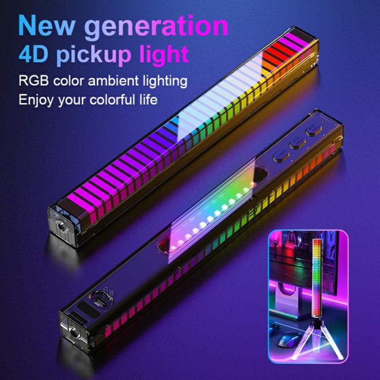 Rechargeable 4D RGB Bluetooth rhythm light bar, angled view showing rainbow LED columns